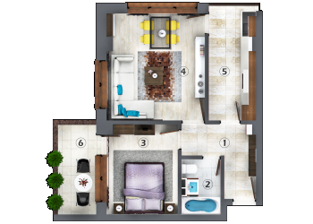 Apartamente cu 2 camere tip B