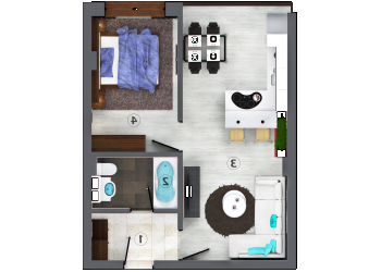 Apartamente cu 2 camere tip D